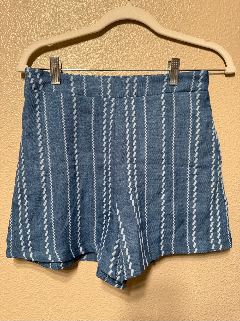 High-Waist Blue Patterned Women's Shorts
